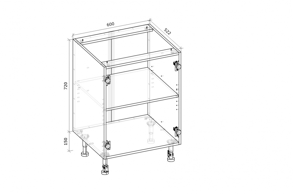 Тумба нижняя Грейд Оптимум 600x870x522 мм белый