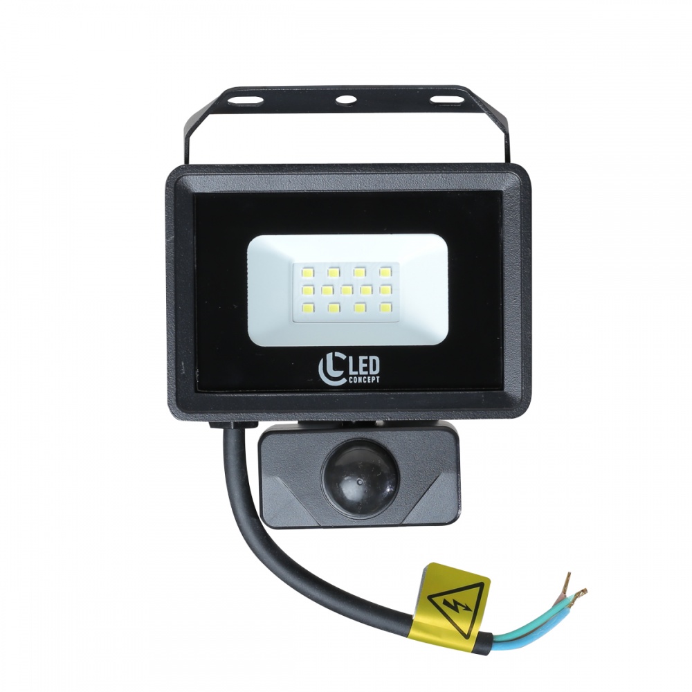 Прожектор с датчиком движения LED CONCEPT Gorteen FL 010 10 Вт IP65 черный