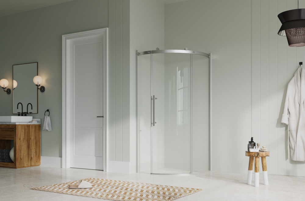 Душевое ограждение EGO полукруглое раздвижное LEX CHROME 90х90х200 см NKH4131