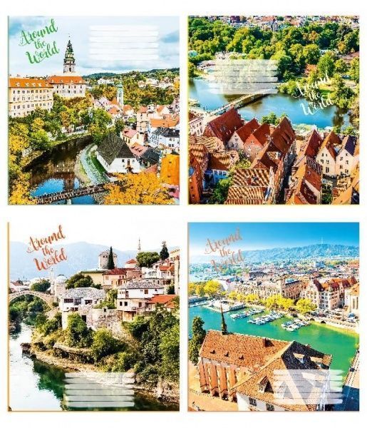 Комплект зошитів 36 аркушів у клітинку Навколо світу Поліграфіст