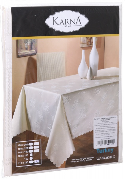 Скатерть Dertsiz круглая d160 кремовый Karna 