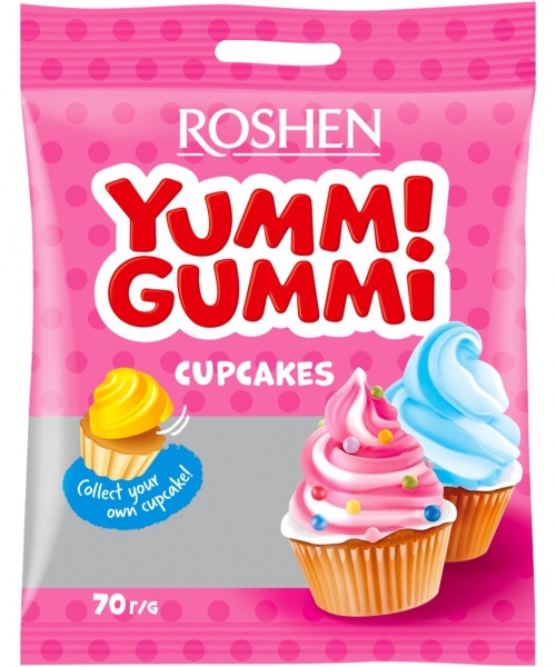 Конфеты жевательные yummi gummi cupcakes 70 г 