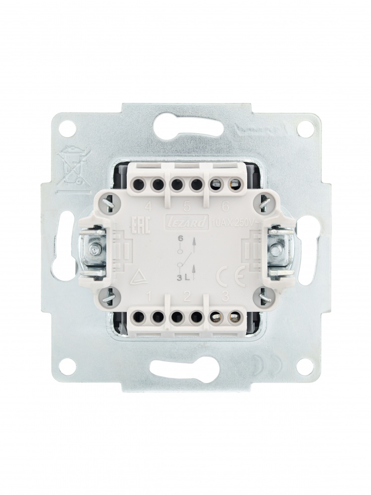 Выключатель одноклавишный Lezard Vesna без подсветки серый 742-3588-100