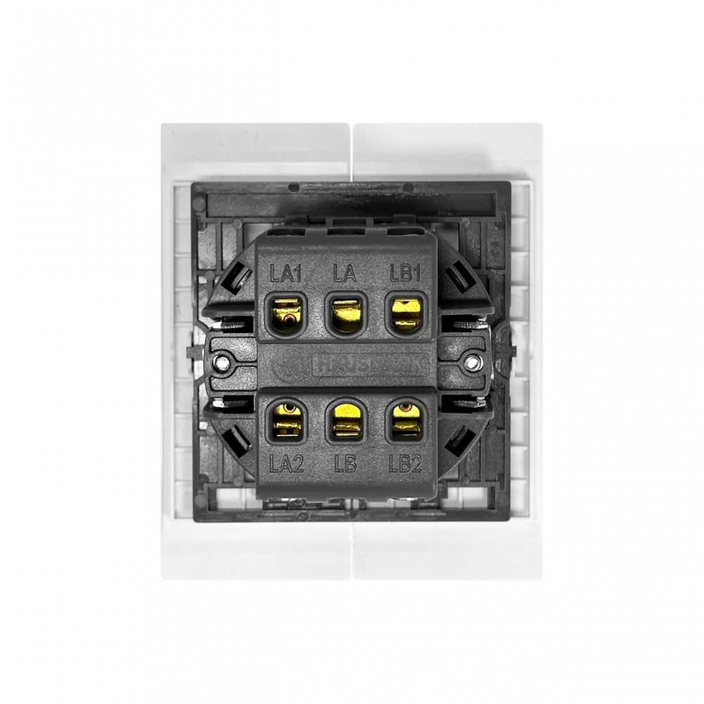 Вимикач прохідний двоклавішний HausMark INO без підсвітки білий WS-2G-GP-White