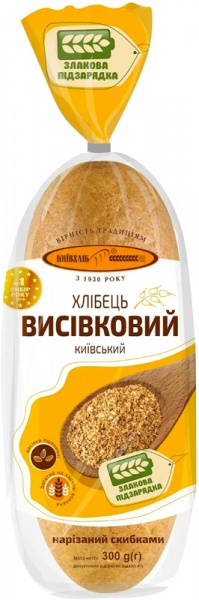 Хлібці Київхліб висівкові київські подові 1 сорту 300 г (4820227210176)