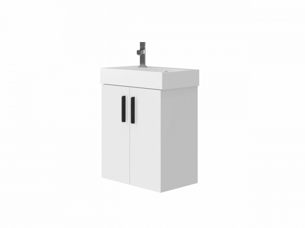 Тумба напольная ЮВЕНТА Manhattan - 55 белый с умывальником Stance-55