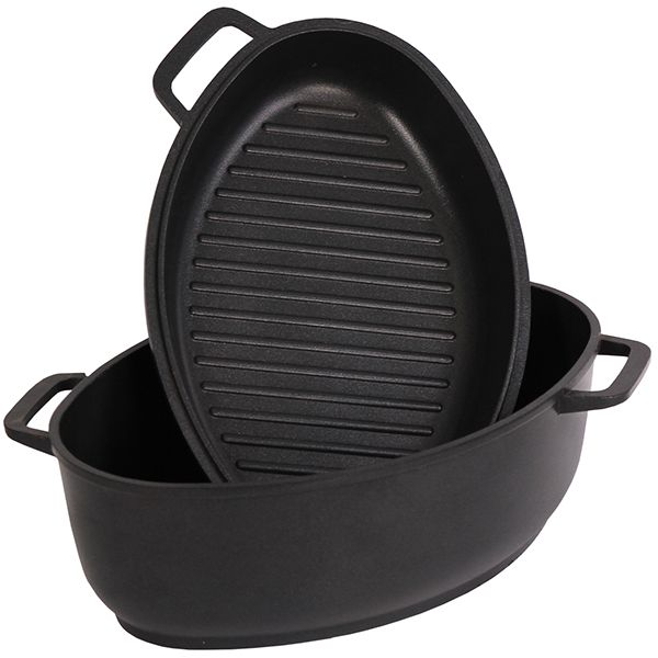 Гусятница с антипригарным покрытием с крышкой-сковородой 4 л G401P Biol