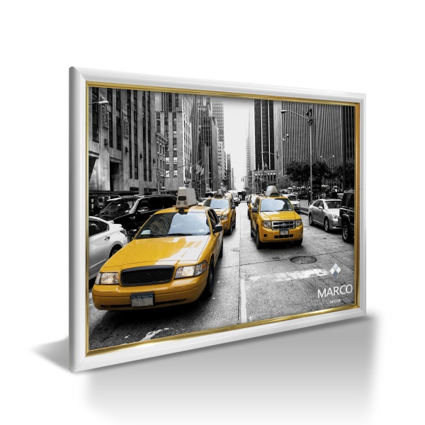 Рамка для фотографии со стеклом MARCO decor 1415 1 фото 21х30 см белый с золотистым 