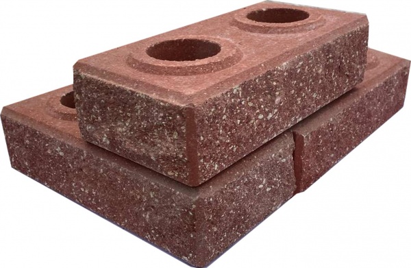 Кирпич гиперпрессованный LEGO-FASAD колотый угловой красный