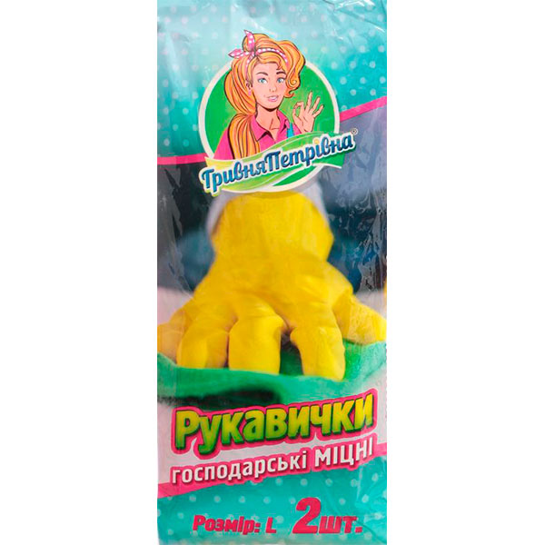 Перчатки латексные Гривня Петрівна суперкрепкие р.L 1 пар/уп. желтые 