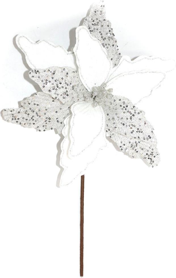 Квітка декоративна пуансетія 31 x 30 см 3 кольори асортимент білий / рожевий / кварц