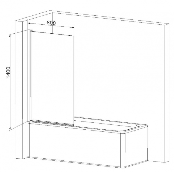 Шторка для ванны AM.PM 80х140 см WU90BS-D080-140CT Gem