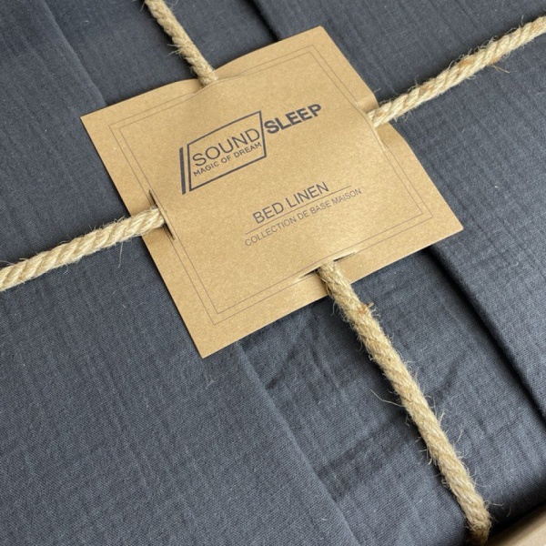 Комплект постільної білизни Muslin Graphite 2.0 графіт SoundSleep 