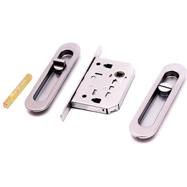 Замок врізний з ручками WC RDA SL-155 для розсувних дверей матовий хром