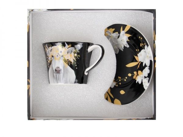 Чашка для кави з блюдцем Біле золото 100 мл 924-594 Lefard