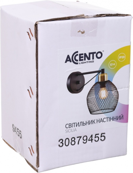 Світильник настінний Accento lighting Sicilia 1x60 Вт E14 чорний ALHu-KW11099-1 