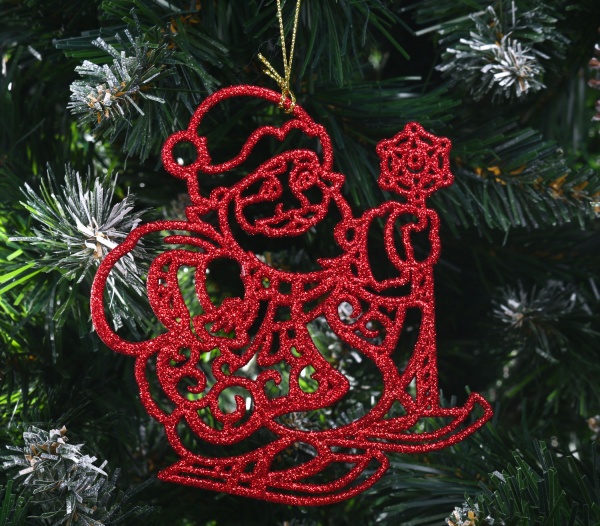 Підвіска Дід Мороз 12х12 см червоний