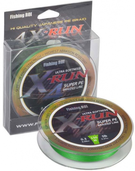 Шнур Fishing ROI X-Run 4PE grass green 150м 0,185мм 8,17кг
