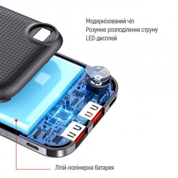 Внешний аккумулятор (Powerbank) ColorWay LCD USB QC3.0 + USB-C PD 22.5W 10000 mAh black (CW-PB100LPI3BK-PDD) 