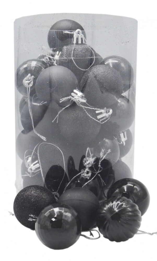 Набор елочных шаров SYBA02BK04 черный d 40 мм 34 шт./уп.