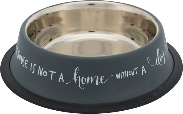 Миска Trixie для собак на гумовій основі сіра металева 0.9 л 23 см (25144)