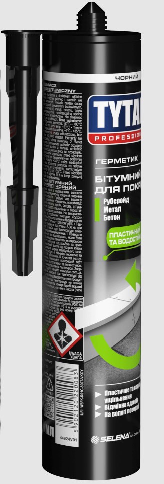Герметик бітумний Tytan Professional для покрівлі чорний 280 мл