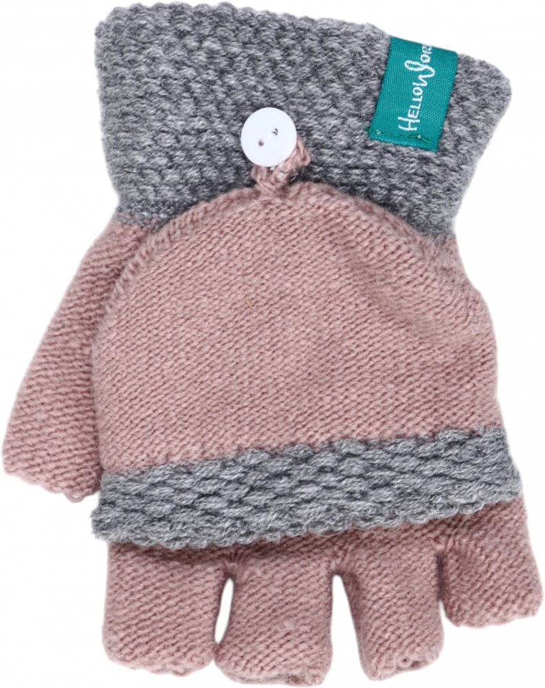 Рукавицы HW без пальчиков с откидной перчаткой для девочек р.12-14 /розовый