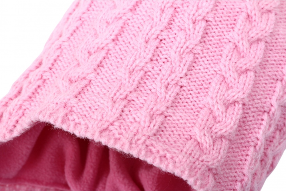 Шапка HW дитяча з помпоном та зав'язками р.50-52 рожевий