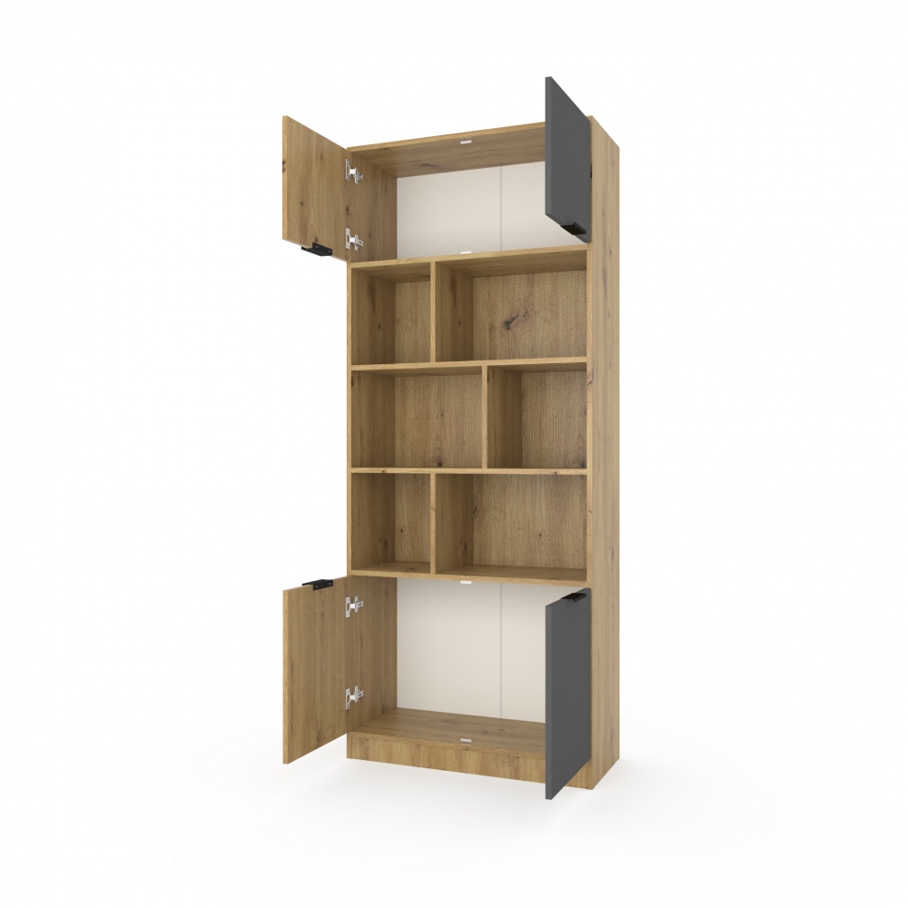 Шафа-пенал Metkas Home RIO 1940х800х335 мм антрацит/дуб артізан