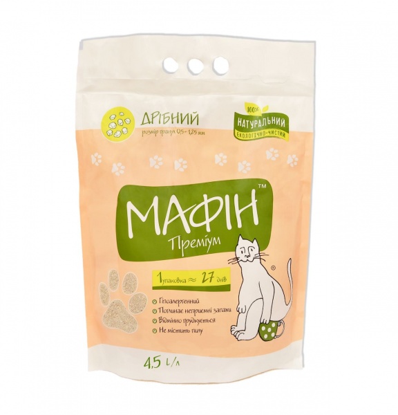 Наполнитель бентонитовый Мафін Мелкий 3,8 кг 