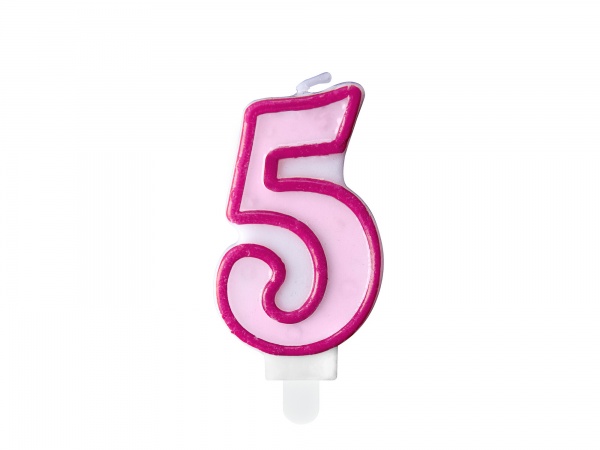 Свічка для торта Partydeco цифра 5 рожева 7 см (SCU1-5-006)