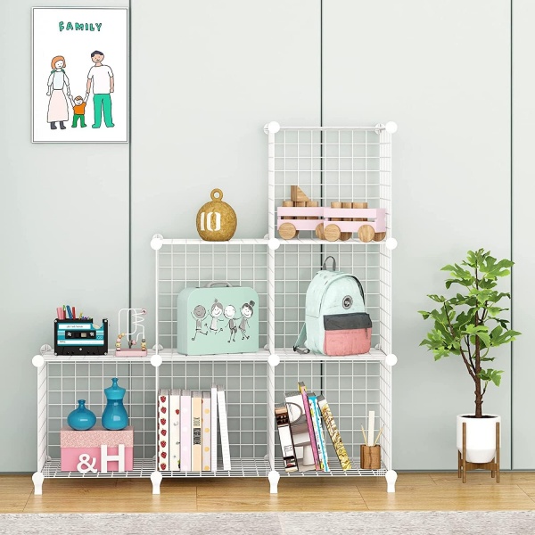 Стелаж дротяний куб сubes storage 6 полиць 1105х750х370 мм білий 