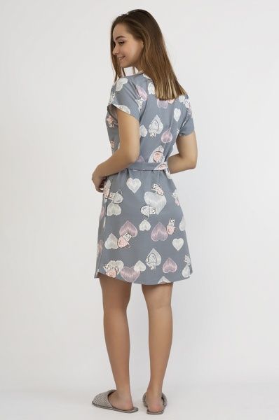 Халат женский Roksana My Kittens 1086/16018 р. XXL темно-серый с розовым 