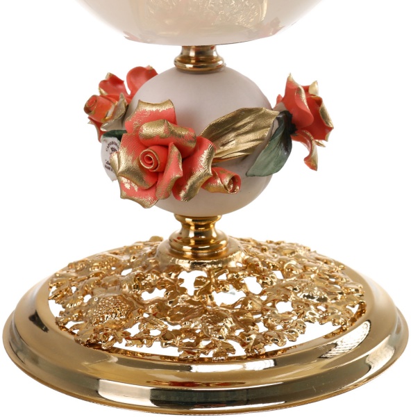 Фруктовниця бежева VENEZIA OVALE IVORY/PESCA 46X38X25 White cristal