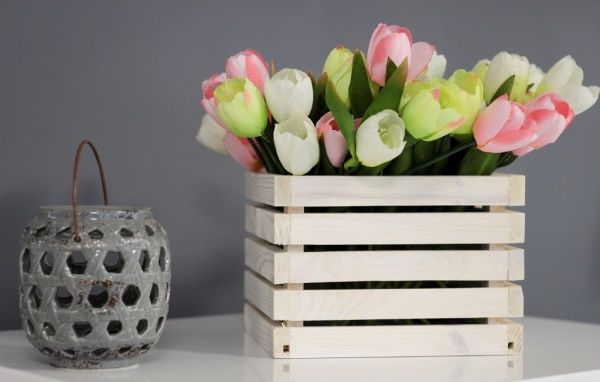 Кашпо деревянное Korobyaky 036 Лиссе мини 20х20х15 квадратный белый 