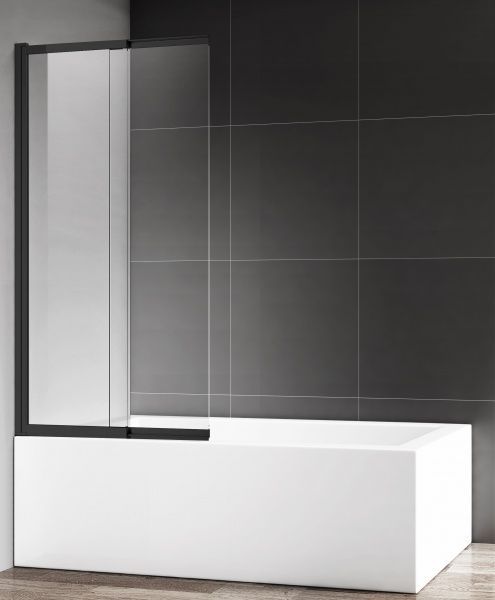 Шторка для ванны EGO Style B раздвижная 105х140 (2) 6мм черный профиль левая