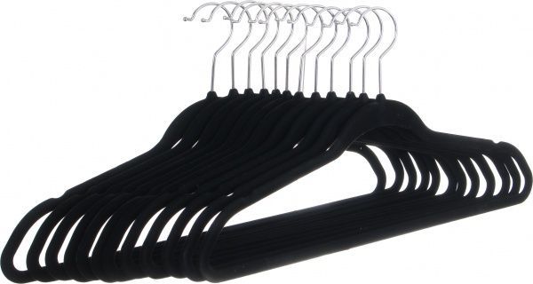 Набор плечиков Vivendi Velvet черный 44,5 см 12 шт. 