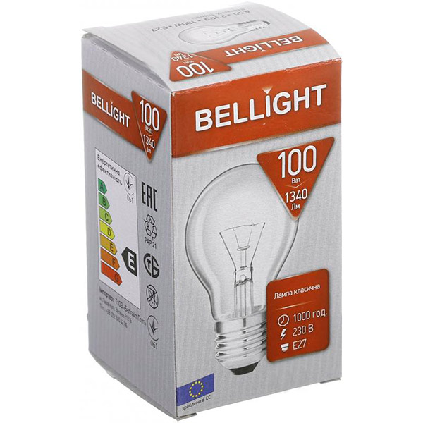 Лампа накаливания 100 Вт E27 230 В прозрачная