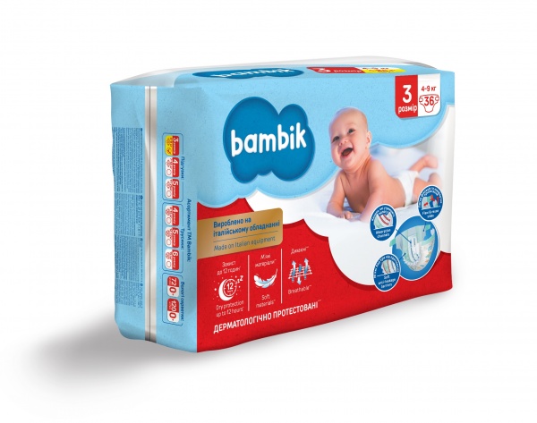 Подгузники Bambik Medium 3 Midi 4-9 кг 36 шт.