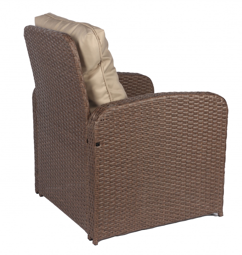 Комплект меблів Indigo зі штучного ротангу СТЕЛЛА (стіл 150*90см+кутовий диван+2 крісла, подушки) какао коричневий