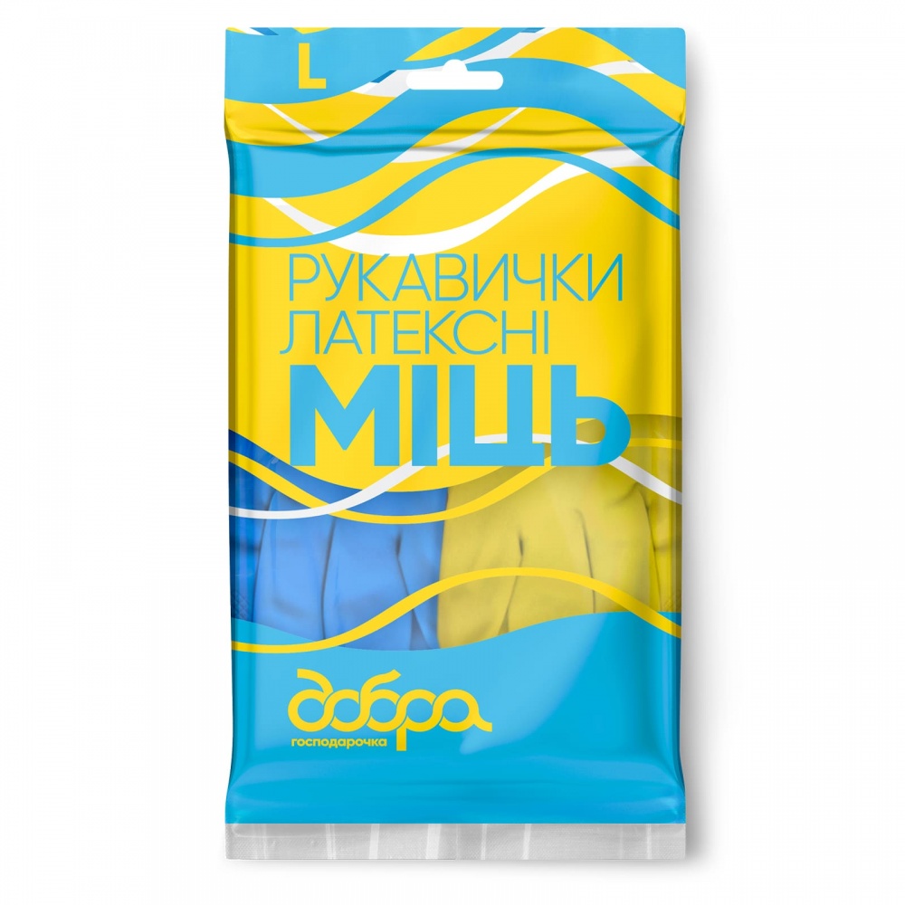 Перчатки латексные Добра господарочка «Міць» крепкие р.L 1 пар/уп.