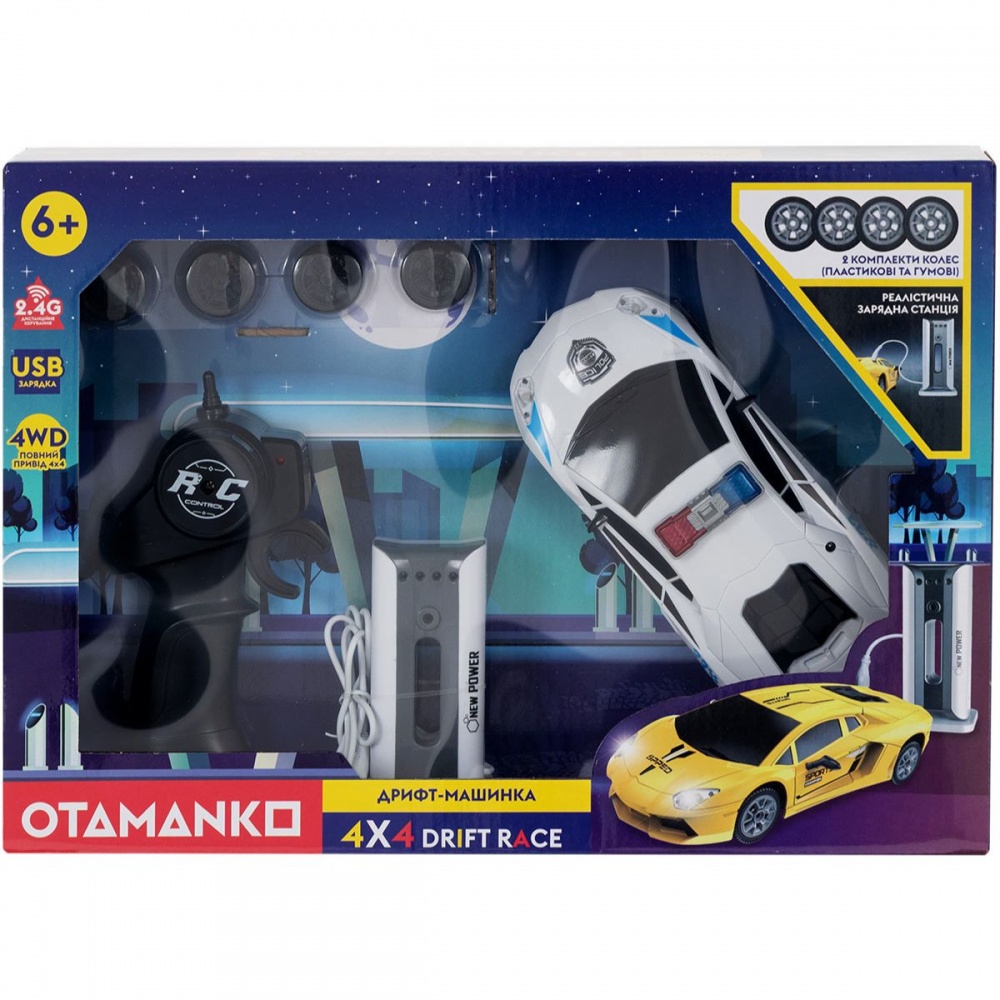 Игрушка на радиоуправлении OTAMANKO Дрифт-машинка 4x4 Drift Race белая 1:24 532.02.40
