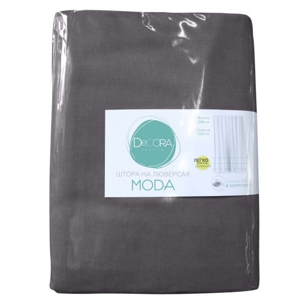 Штора Moda 200х268 см темно-серый Decora textile
