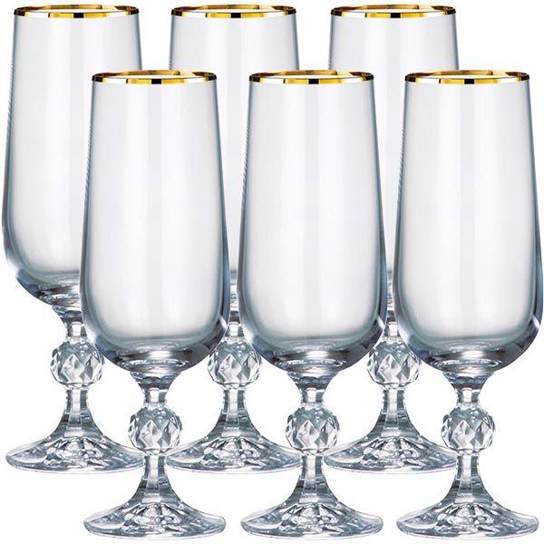 Набор бокалов Bohemia Claudia золото 180 мл 6 шт