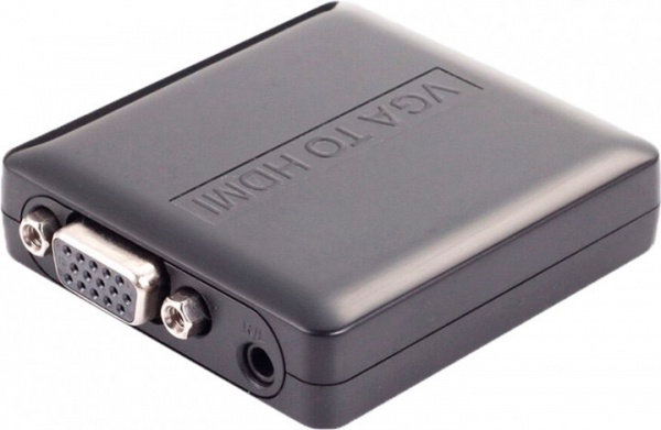 Конвертер PowerPlant чорний (CA911493) HDMI - VGA + R/L HDCVGA02-M 