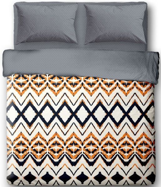 Комплект постільної білизни Yellow Zigzag сімейний сірий із малюнком Ibodo 
