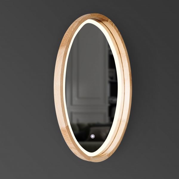 Зеркало со встроенной подсветкой Luxury Wood Evolution SLIM LED ясень натуральный 550x750 мм 