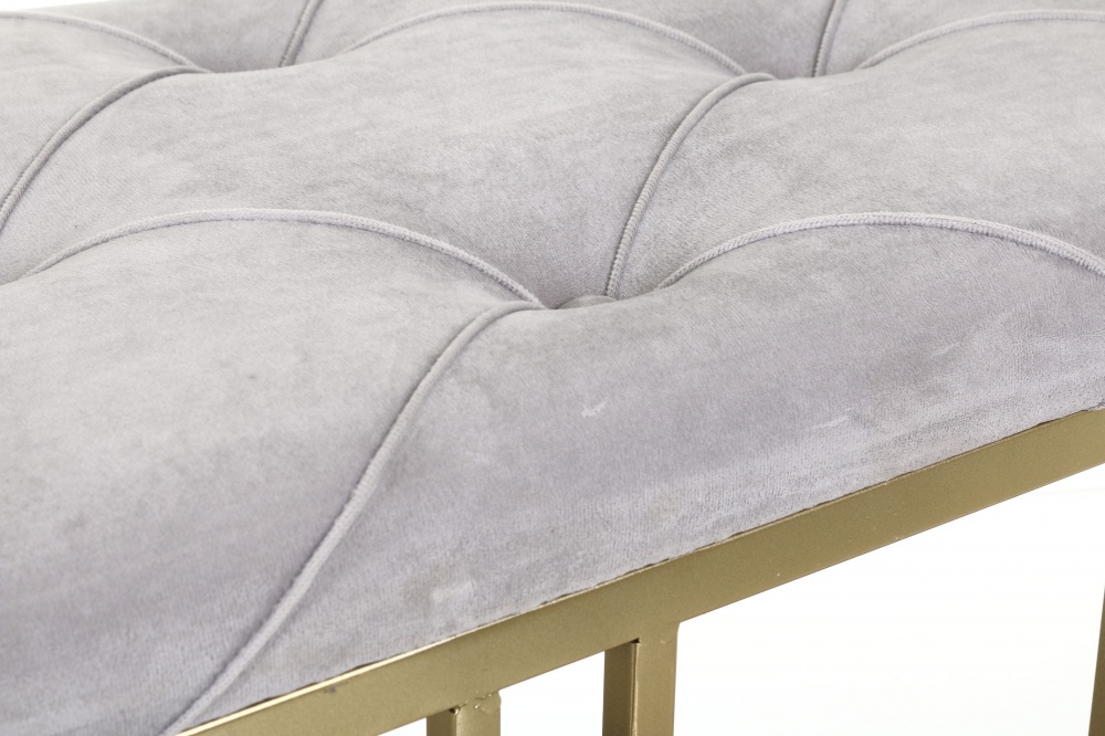 Банкетка La-Graf 800х340х360 мм светло-серый/золотой (A-017)