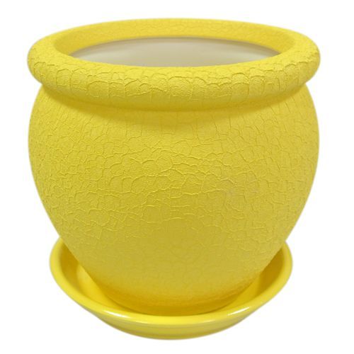 Горшок керамический Ориана-Запорожкерамика Вьетнам №1 шелк круглый 18л желтый 