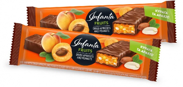 Батончик Vale з курагою та арахісом глазурований кондитерською глазур'ю Infanta 40 г